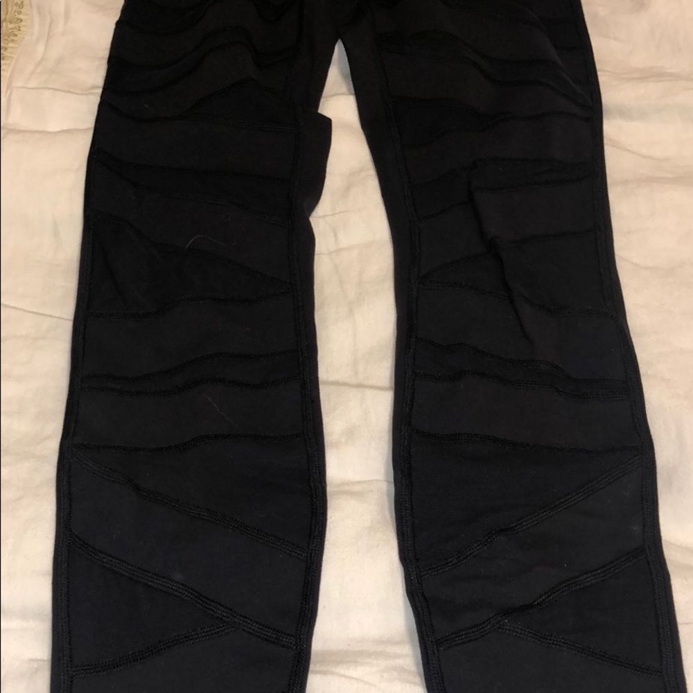 Black mesh striped lululemon leggings